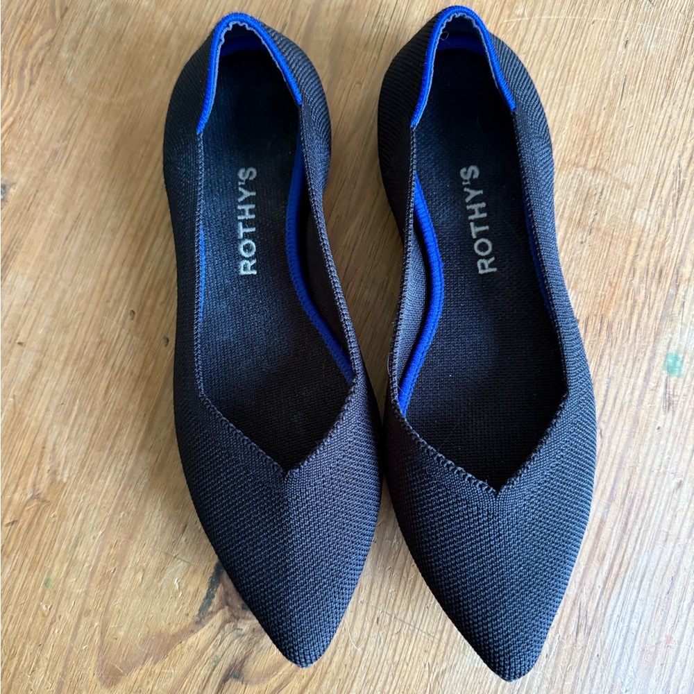 Rothy's Women's Black Flats with Blue Accent